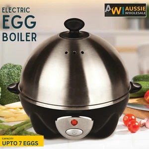 Electric 7 Egg Boiler Stainless Steel Bowl Cooker Poacher Steamer Noise Free - Picture 1 of 7