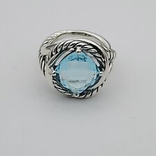 David Yurman 11mm Infinity Ring with Blue Topaz size 8