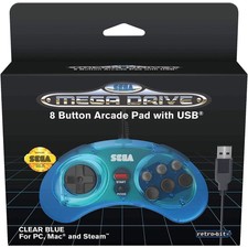 SEGA Mega Drive 8-Button Arcade Pad with USB - Blue *OFFICIAL UK SELLER*