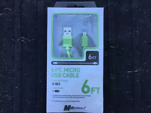 Mobil Essentials Green 6 Ft Micro USB Cord Charging Sync Android Devices - Picture 1 of 2