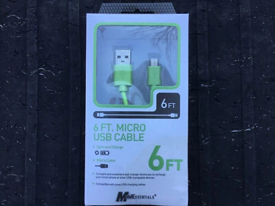 Mobil Essentials Verde 6 Pies Cable Micro USB Carga Sincronización Dispositivos Android Foto 1 de 2