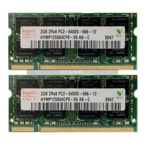 Hynix 2x2GB=4GB PC2-6400S 2RX8 DDR2-800 MHz 200PIN SO-DIMM Laptop Memory RAM 2G - Picture 1 of 6