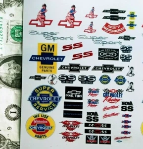 1/24 1:24 SLOT CAR CLEAR Cut & Peel STICKERS, Chevrolet Chevy Nova Camaro SS V8 - Picture 1 of 1
