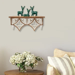 Wall-mounted Wood Scroll Shelf Wood Intricate Carved Shelf Retro Wall Shelf - Picture 1 of 18