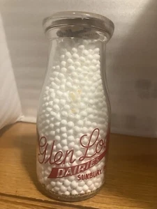VINTAGE GLEN LOCK DAIRIES SUNBURY, PA.  TELEFON 386 1/2 PINT MILCHFLASCHE SCHÖN - Bild 1 von 3