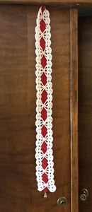 Vintage Weihnachten Jingle Bells Wand/Türbehang Strick Häkel Deko Handarbeit - Bild 1 von 3