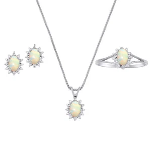 Rylos 925 Silber Schmuckset Diamant & Diamant 6 x 4 mm Edelstein Geburtsstein - Bild 1 von 7