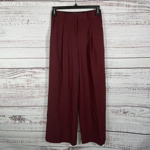 NWT The Frankie Shop Burgundy Abbie Trousers Wide Leg Pleated Slacks Pants sz M - Picture 1 of 4