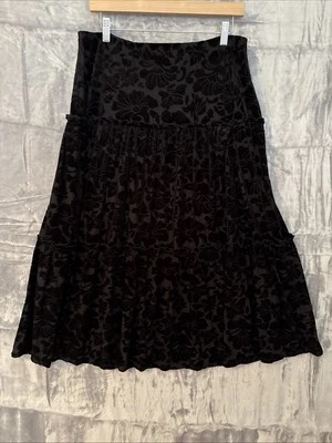 Vintage Notations Maxi Skirt Womens Size L Fairy Black Witchy Velvet Burnout - Image 1 of 4