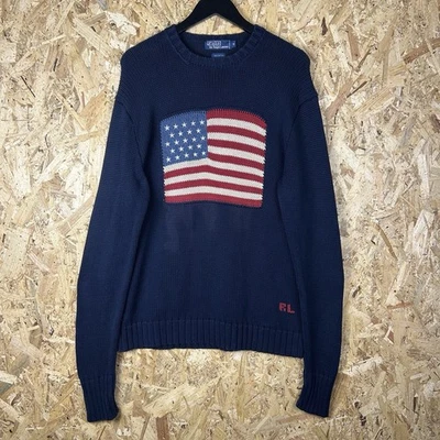 Ralph Lauren Polo Sweater Jumper Iconic Flag USA America Navy XL - Image 1 of 4