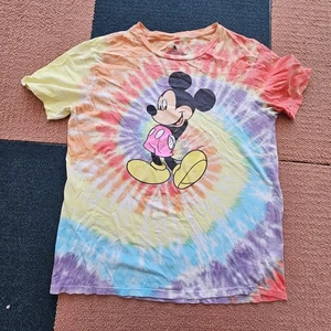 Disney Mickey Mouse Rainbow Tie Dye T-Shirt Tee Medium Adult S/S Graphic X8d - Picture 1 of 9