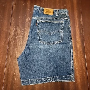 Vintage '94 Levi's 540 Dark Jean Denim Baggy Shorts Relaxed 44 Skater Grunge - Picture 1 of 6