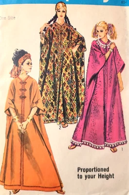 Vtg 1960s Simplicity 8354 Sewing Pattern Caftan Pool Coverup Maxi Dress MuuMuu - Image 1 of 4