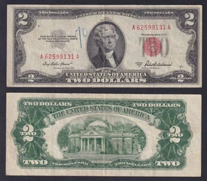 Banconota United States 2 dollars 1953A P-380a BB/VF - Imagen 1 de 1