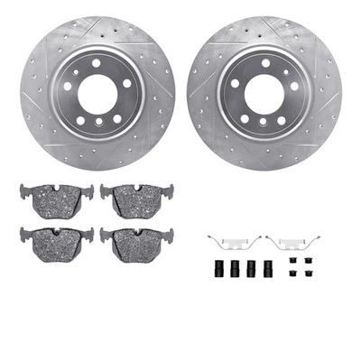 For BMW 740iL 95-01 Drilled & Slotted Rear Brake Kit w Semi-Metalic Pads - Image 1 of 2