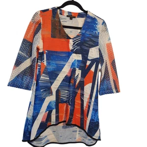 Top blusa tunica Alberto Makali, taglia small, scollo a V - Foto 1 di 10