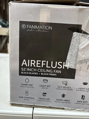 Fanimation Studio Collection AireFlush 52In Ceiling Fan Color Changing LED Black - Image 1 of 4