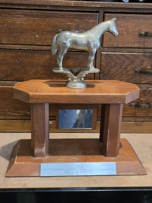 🔥 Vintage 1960s HORSE SHOW Trophy Silver Buckle Saddle Club - Image 1 of 4