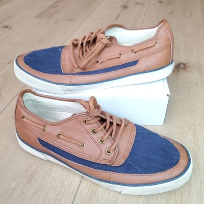 Polo Ralph Lauren Parkstone Bajo Lona Cuero Para Hombre Talla 12 D Pato Barco LEER Foto 1 de 4