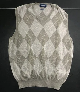 Polo Ralph Lauren Sport Sweater Mens XL cotton cashmere Golf Vest Brown Grey - Picture 1 of 3