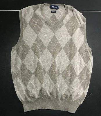 Polo Ralph Lauren Sport свитер мужской XL хлопок кашемир гольф жилет коричневый серый - Изображение 1 из 3