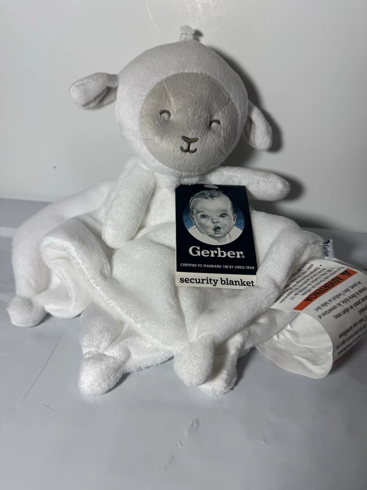Cobertor de segurança Gerber de pelúcia branco cordeiro ovelha bebê 12 polegadas - NOVO - Imagem 1 de 4
