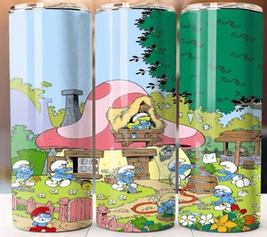 Smurfs Tumbler Cup Mug 20oz Lid Straw Hot Cold Drinks - Picture 1 of 1