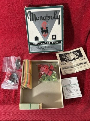 Vintage 1936 Monopoly Game Parker Brothers  NO Board wood houses hotels Extras - Image 1 of 4