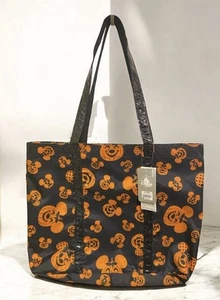 NEW Disney Parks Halloween Tote Bag Minnie & Mickey Mouse Pumpkin Sparkly Handle - Picture 1 of 23