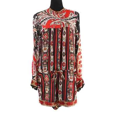 Isabel Marant Etoile Taylor Rojo Negro Paisley Manga Larga Mameluco 2 Una Pieza S Foto 1 de 4