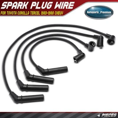 Juego de 4 cables de bujía para Toyota Corolla Tercel 1983-1988 Chevrolet Nova 85-88 Foto 1 de 4