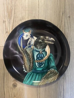 NEW West Elm Rachel Kozlowski Dapper Animals Plate Halloween Raven Skeleton 2024 - Image 1 of 4
