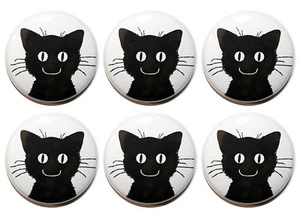 Black Cat Face Fridge Magnet Set with RSPCA DONATION - Made in UK - 25mm - Picture 1 of 2
