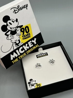 Disney Mini Ratón Circonita Cúbica Chapado en Plata Sud 10mm Pendientes Perforados NUEVO Foto 1 de 4