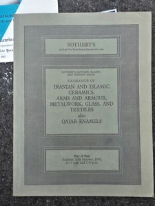Sotheby's Catalog Oct 1978 Iranian & Islamic ceramics arms enamels art qajar - Picture 1 of 20