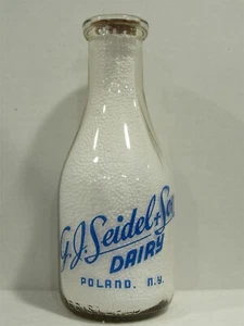 Botella de leche TRPQ G J Seidel & Son granja lechera Polonia NY HERKIMER COUNTY 1947 granero - Imagen 1 de 2