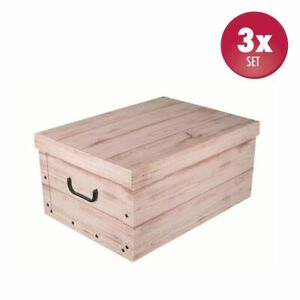 3 x Dekokarton Karton Geschenkbox Wäschebox Box Schachtel Holzoptik WHITE Wood