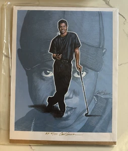 Tiger Woods Golf Art Poster Signed Carl Green AP 4/100 Rare Limited Edition - Picture 1 of 1
