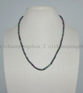 Faceted 2x4mm Natural Red Green Ruby Zoisite Gems Rondelle Beads Necklace 18'' - Picture 1 of 3