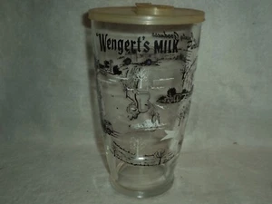 Vaso de vidrio de leche grande vintage lácteo Wengerts PA gráficos holandeses Usado en excelente condición - Imagen 1 de 6