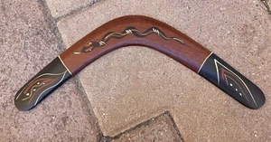 Australian Aboriginal Boomerang Murra Wolka Hand Painted By Birri-Gubba Tribe - Picture 1 of 7