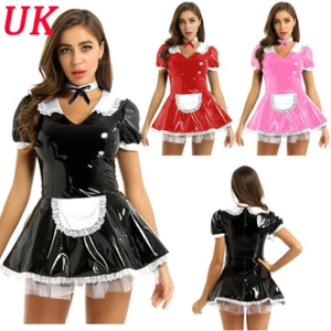FEESHOW AU Women Sexy French Maid Fancy Dress Adult Uniform Costume Role Play - Picture 1 of 35