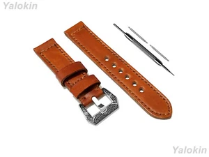 Light Brown Brushed Leather Band Samsung Watch 7 FE 6 5 4 40mm 43 44 45 46 47mm - Picture 1 of 9