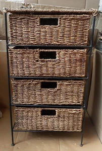 4-Drawer Wicker Storage Unit with Sturdy Metal Frame - Chic Storage Solution - Picture 1 of 6