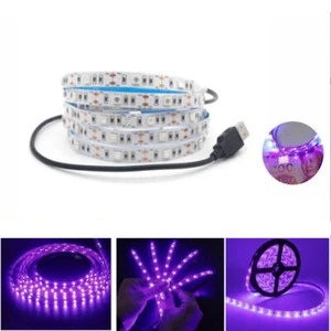 USB 5050 UV Black Light Strip Purple 390Nm-400Nm Ultraviolet Flexible Tape Lamp - Picture 1 of 14