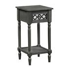 French Country Khloe Deluxe One-Drawer Accent Table With Shelf In Gray Wood
