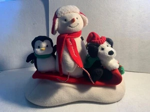 Hallmark 2007 Jingle Pals Snowman Sleigh Ride Musical Animated Sled Penguin Dog - Picture 1 of 1