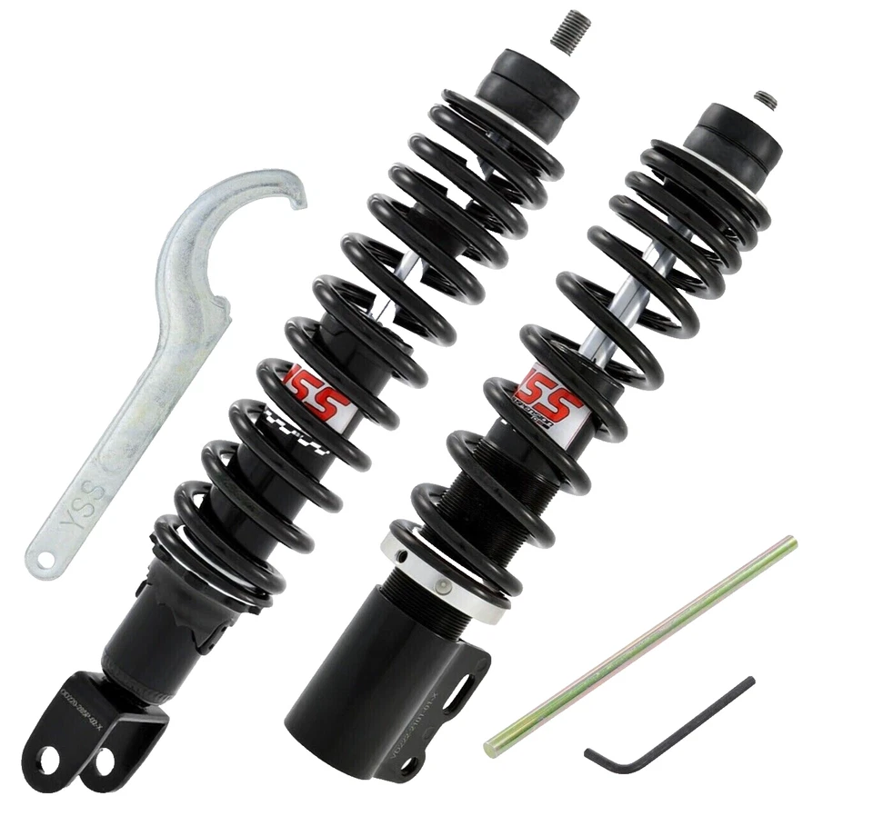 KIT AMMORTIZZATORI YSS ANTERIORE POSTERIORE REGOLABILI ZIP SP 2 VESPA ET2 ET4 LX - Immagine 1 di 3