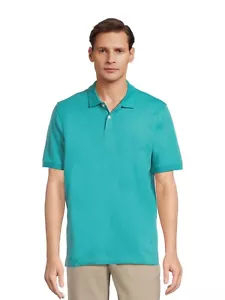 George Men's Pique Polo Shirt Short Sleeve Size LARGE Aqua Island NEW - Picture 1 of 1