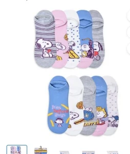 Peanuts Womens Graphic Super No Show Socks, 10-Pack, Sizes 4-10 New With Tag - Picture 1 of 10